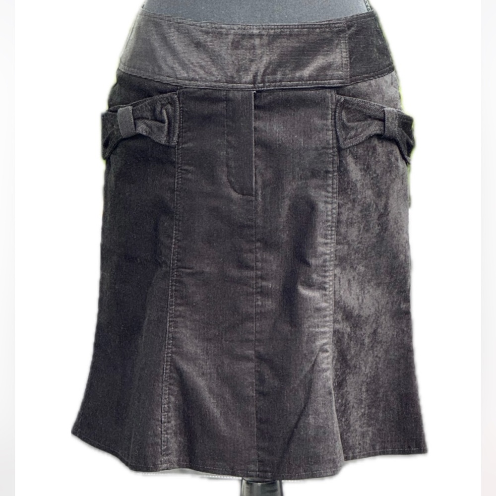 Vintage Nanette Lapore Black Corduroy Skirt w/bow pockets